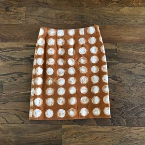 Maeve Dark Orange & White Circle Pencil Skirt